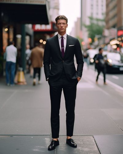 Black Suit with Purple Tie | Hockerty