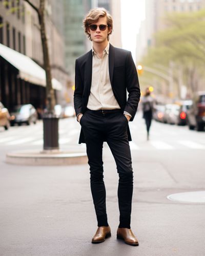 Monochrome Black Shirt and Pants Outfit