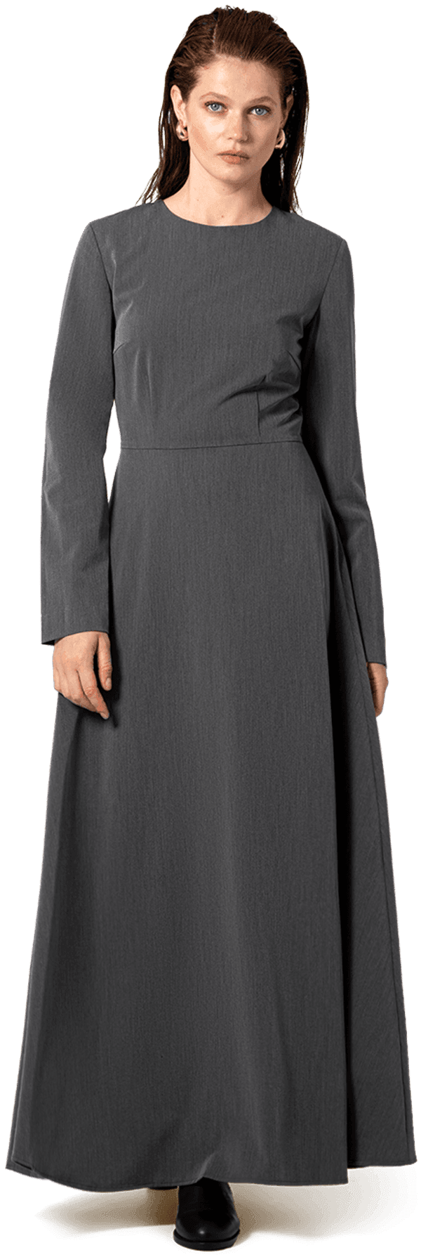 grey casual dress with sleeves Dresses - Made to Measure 100% SILK CHARMEUSE