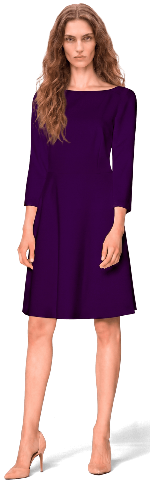 knee length dark purple dress Knee-length Dresses WORK DRESSES OVERRIDE