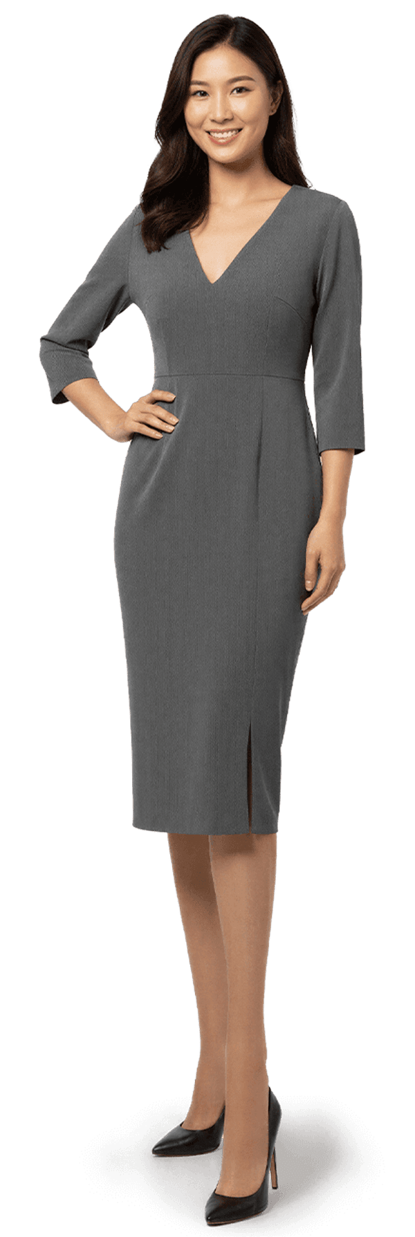 grey dress business Dresses - Made to Measure office dress for work